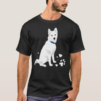 Camiseta lindo blanco Siberian Husky dulce perro Nieve