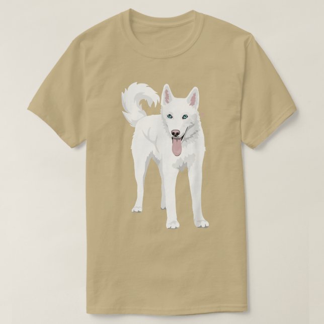 Camiseta lindo blanco Siberian Husky perro (Diseño del anverso)