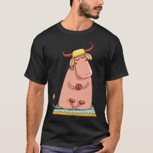 Camiseta Lindo bohemio vaca de yoga posición de loto zen me