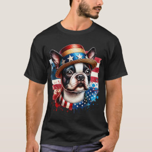 Camiseta Lindo Boston Terrier 4 de Julio Hombres Mujeres Ba