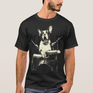 Camiseta Lindo Boston Terrier tocando la batería Perro dive