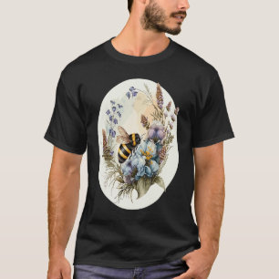 Camiseta Lindo Botánico Cottagecore Flor Silvestre Abejorro