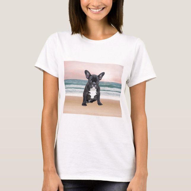 Camiseta Lindo Bulldog Francés Playa Sol Agua (Anverso)