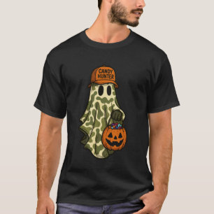 Camiseta Lindo Camuflaje Fantasma de Halloween Calabaza Caz