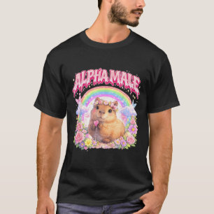 Camiseta Lindo Capibara Arcoíris Floral Divertido para Homb