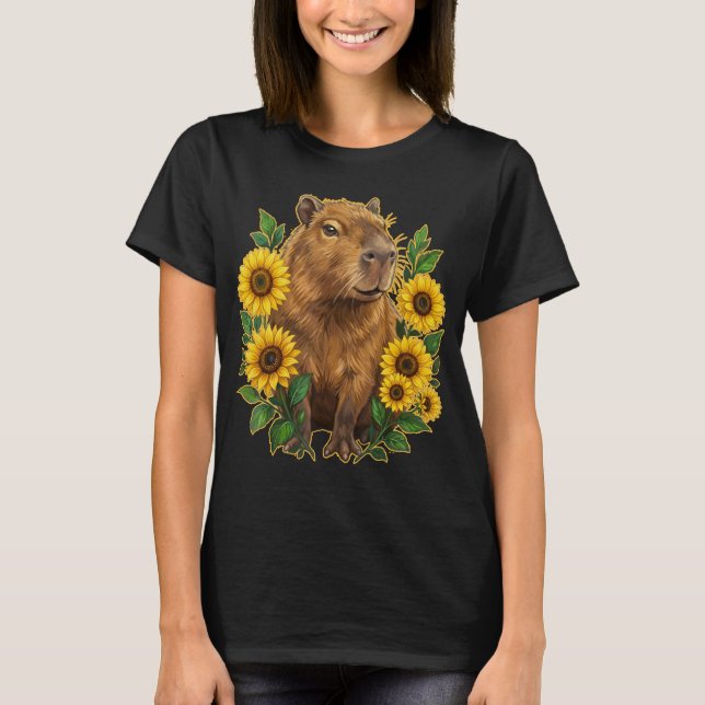Camiseta Lindo Capibara Floral Girasol (Anverso)