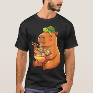 Camiseta Lindo capibara y mochila de tortuga ramen kawaii