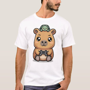 Camiseta Lindo Capybara Jugador Anime Tortuga Kawaii Juegos