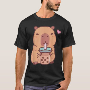 Camiseta Lindo Capybara Kawaii Anime Bebiendo Bubble Tea