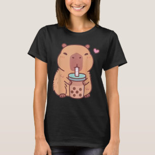 Camiseta Lindo Capybara Kawaii Anime Bebiendo Bubble Tea