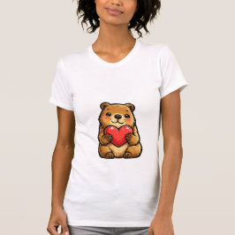 Camiseta Lindo capybara sosteniendo corazón Kawaii capybara