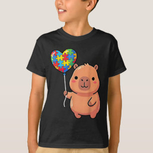 Camiseta Lindo capybara sosteniendo globo de pieza de rompe