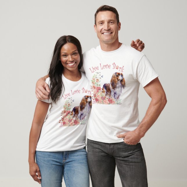 Camiseta Lindo Cavalier King Charles Spaniel Floral (Unisexo)