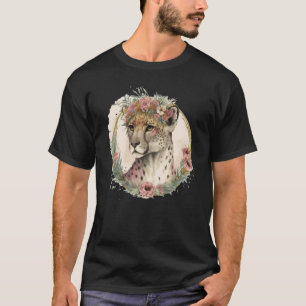 Camiseta Lindo Cheetah Acuarela Corona de Flores Animal Saf