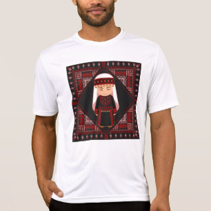 Camiseta lindo chica palestino bordado tatuaje rojo