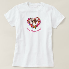 Camiseta lindo chihuahua mamá rosas amor corazón