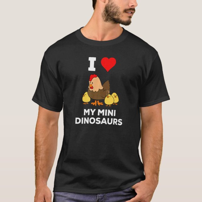 Camiseta Lindo corazón amo a mis mini dinosaurios pollitos (Anverso)
