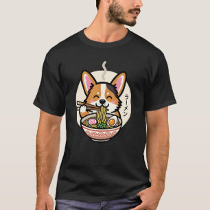 Camiseta Lindo Corgi Comiendo Fideos Ramen Comida Japonesa