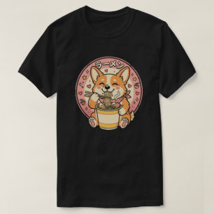 Camiseta Lindo Corgi Comiendo Ramen Kawaii Fideos Japoneses