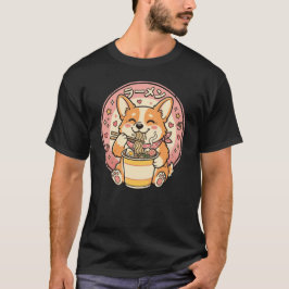 Camiseta Lindo Corgi Comiendo Ramen Kawaii Fideos Japoneses