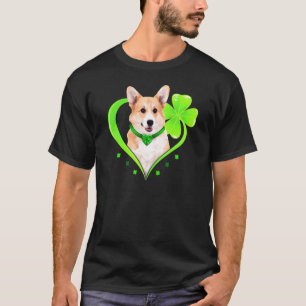 Camiseta Lindo Corgi En Corazón De Trébol Día De San Patric