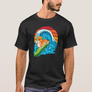 Camiseta Lindo Corgi Hawaiano Surfista Perro Playa Verano