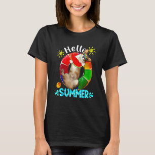Camiseta Lindo Corgi Piscina Comiendo Sandía Hola Verano S