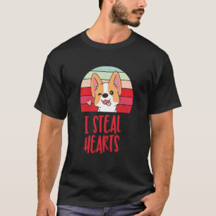 Camiseta lindo corgi que me roba los corazones