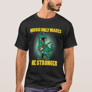 Camiseta lindo dinosaurio con música de guitarra genial mús