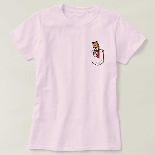 Camiseta lindo diseño de bolsillo amigo en rosa (Diseño del anverso)