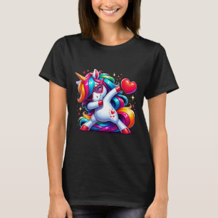 Camiseta Lindo Divertido Unicornio Cool Dabbing Corazón Día