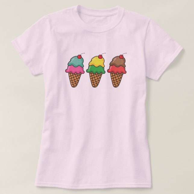 Camiseta Lindo el dibujo animado helado (Diseño del anverso)