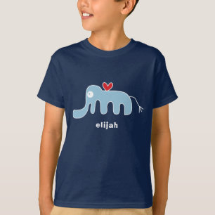 Camiseta Lindo elefante azul de dibujos animados estilizado