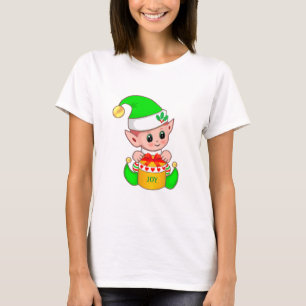 Camiseta Lindo elfo de Navidad verde