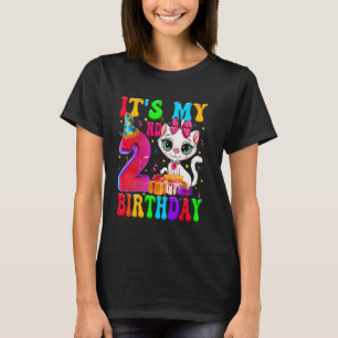 Camiseta Lindo Es Mi Cumpleaños Número 2 Cumpleaños De Gato