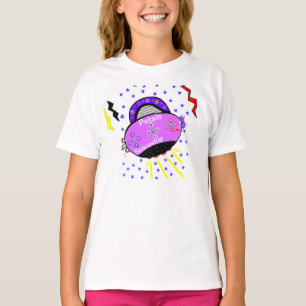Camiseta Lindo Espacio de Naves Espaciales con Pétalos Rosa