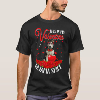 Camiseta Lindo Este Es Mi Pijama De San Valentín Husky Sibe