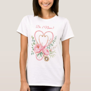 Camiseta Lindo estetoscopio floral de enfermería y médico c