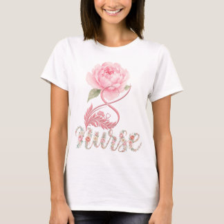 Camiseta Lindo estetoscopio floral de enfermería y médico c