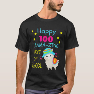 Camiseta Lindo Feliz 100 Llama zing Días Niños Escuela