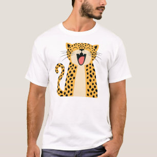 Camiseta Lindo Feliz Sonriendo Leopardo Salvaje de Dibujos 