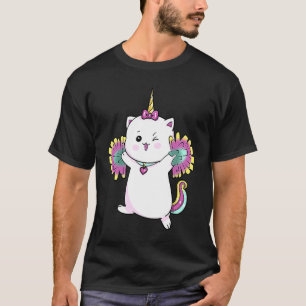 Camiseta Lindo Gaticornio Porrista Animando Gato Unicornio