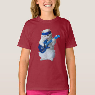Camiseta Lindo gatito persa blanco estrella de rock infanti
