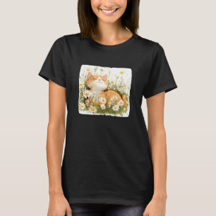 Camiseta Lindo gato Daisy en prado para un verano acogedor