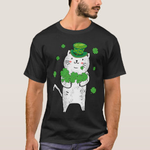 Camiseta Lindo Gato Duende Día de San Patricio Trébol C Irl