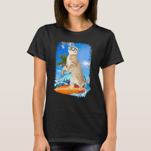 Camiseta Lindo Gato Hawaiano Amante del Surf Playa Verano