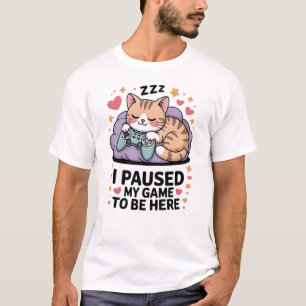 Camiseta Lindo Gato Jugador Durmiendo Pausé Mi Juego Para E