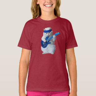 Camiseta Lindo Gato Persa Blanco Rock Star para Niños