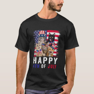 Camiseta Lindo Gato Persa Rojo Blanco Azul Patriótico Feliz