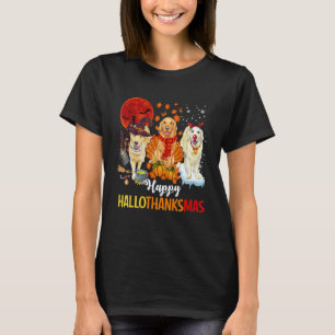 Camiseta Lindo Golden Retriever Feliz Hallothanksmas Hallow